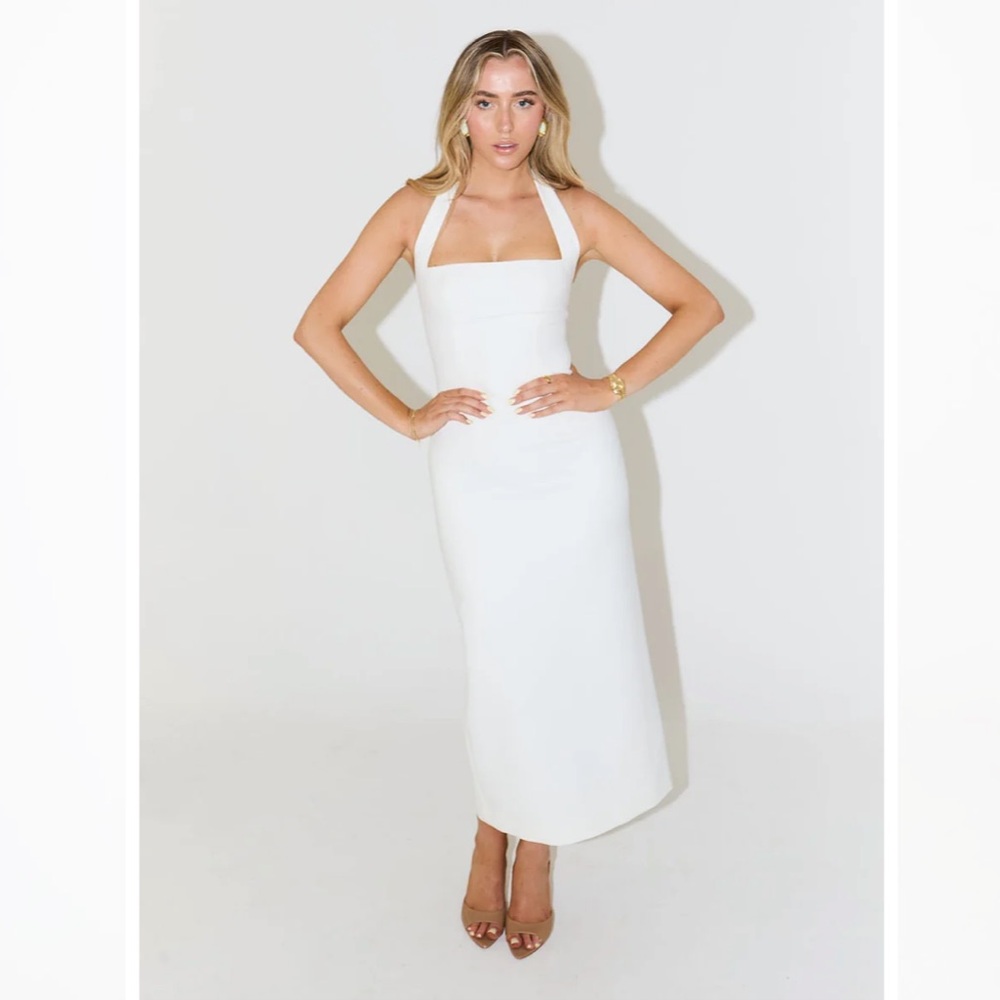 Odd Muse White Halter Midi Dress